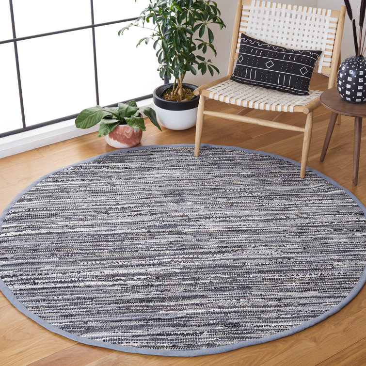 Dakota Fields Gerow Striped Handmade Flatweave Cotton Gray Area Rug